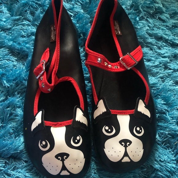 Hot Chocolate Design Shoes - Hot Chocolate Mary Jane Women’s Black and Red Dog Shoes